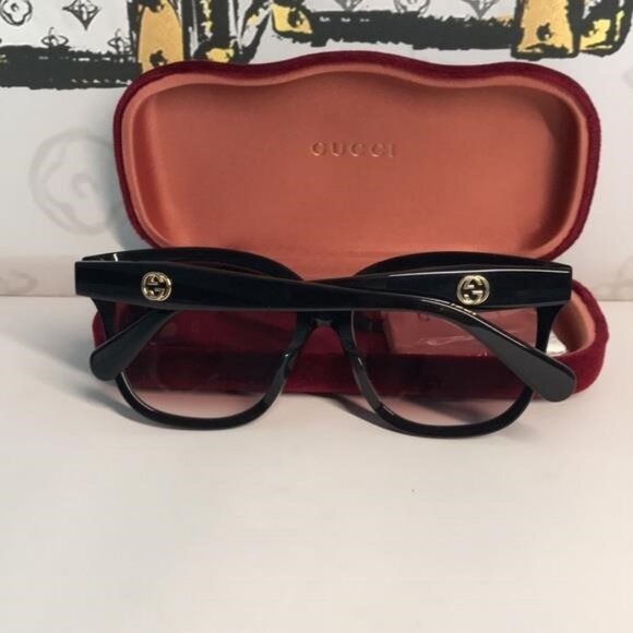 New Authentic Gucci Black and Pink Sunglasses GG0800SA 002 - Picture 3 of 12